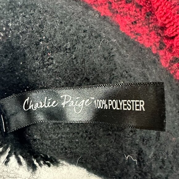 Charlie Paige Buffalo Plaid Red & Black Shawl Wrap - Picture 3 of 4